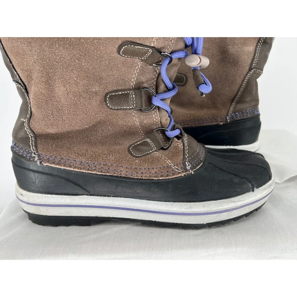 Target Thermolite Men Duck Boots Brown Suede Faux‎ Fur Lined Purple Laces Size 5